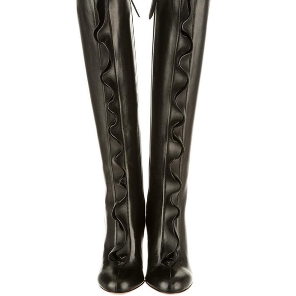 NWT Valentino Garavani Ruffle Knee Boot - Picture 2 of 16